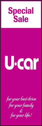 U-CAR 06 「U-CAR」ののぼりです。一色でシンプルに構成。ぜひ色違いでどうぞ。(D.N)